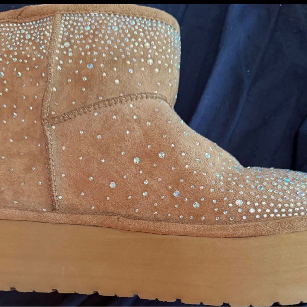 Madden Girl Tan Suede Rhinestone Boots